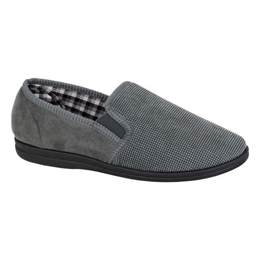 Grey - Front - Sleepers Mens Harry Twin Gusset Shoes