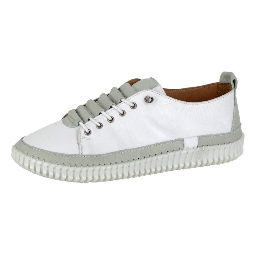 White-Mint - Back - Mod Comfys Womens-Ladies Softie Leather Trainers