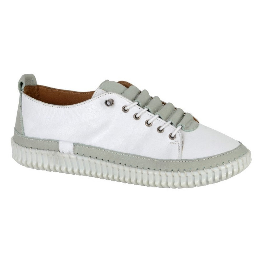 White-Mint - Front - Mod Comfys Womens-Ladies Softie Leather Trainers