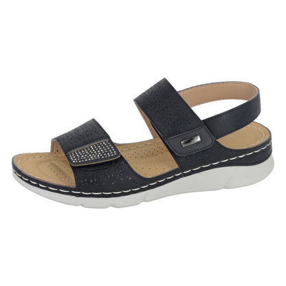 Black - Back - Boulevard Womens-Ladies Sling Back Sandals