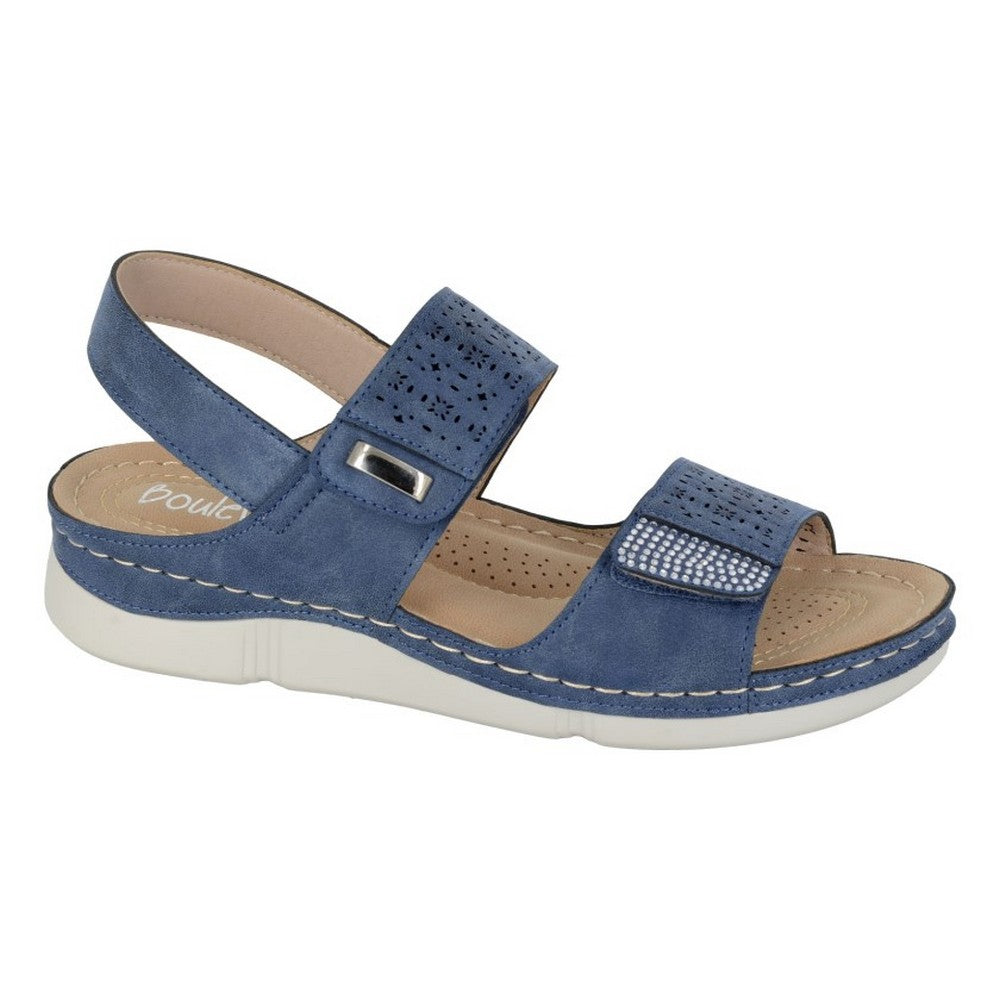Blue - Front - Boulevard Womens-Ladies Sling Back Sandals