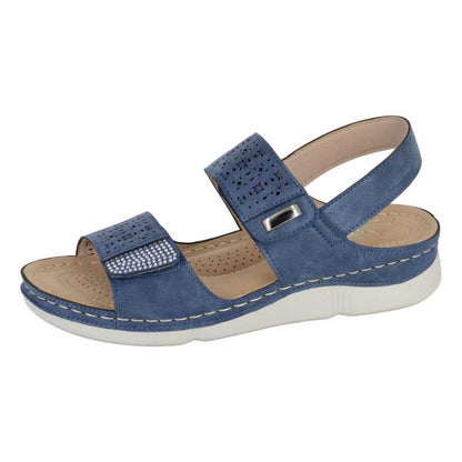Blue - Back - Boulevard Womens-Ladies Sling Back Sandals