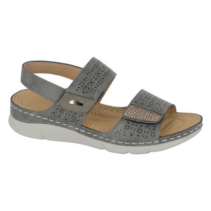 Pewter - Front - Boulevard Womens-Ladies Sling Back Sandals