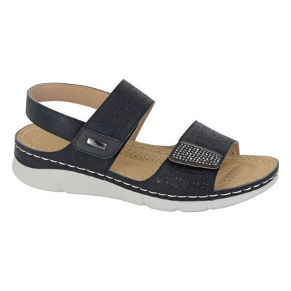 Black - Front - Boulevard Womens-Ladies Sling Back Sandals