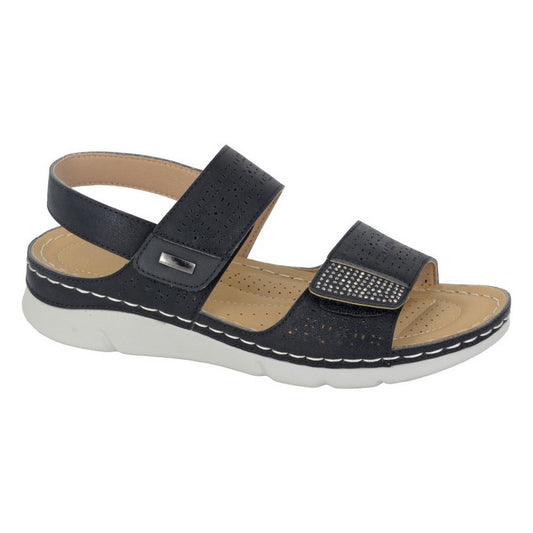 Black - Front - Boulevard Womens-Ladies Sling Back Sandals