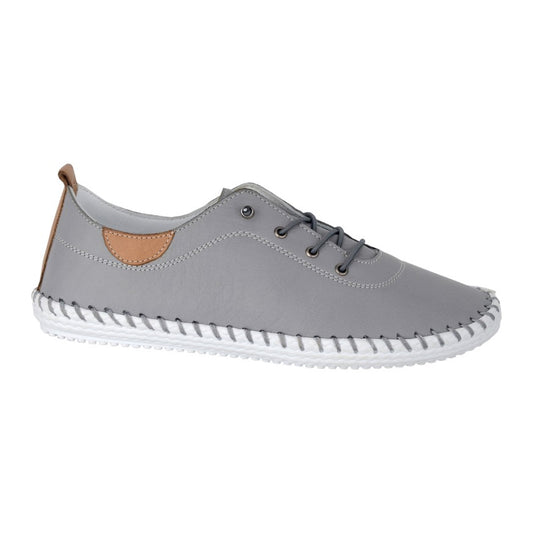 Grey - Front - Mod Comfys Womens-Ladies Softie Leather Loafers