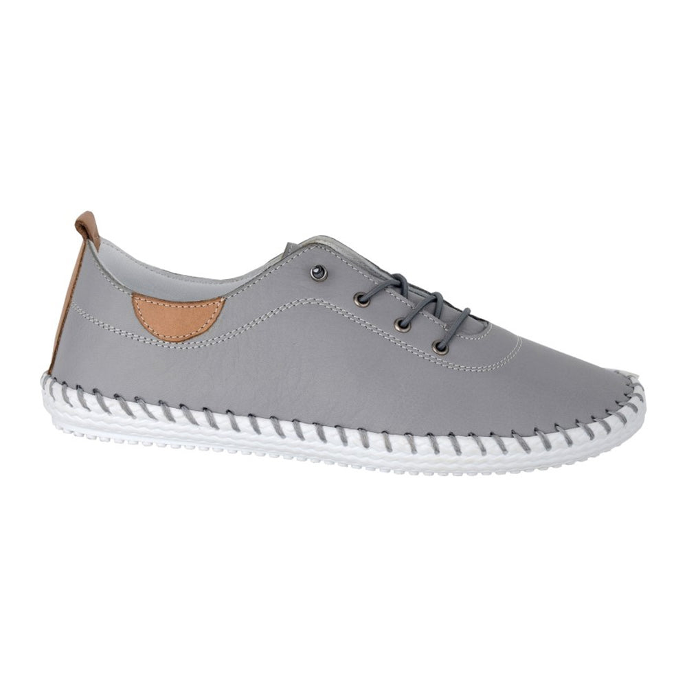 Grey - Front - Mod Comfys Womens-Ladies Softie Leather Loafers