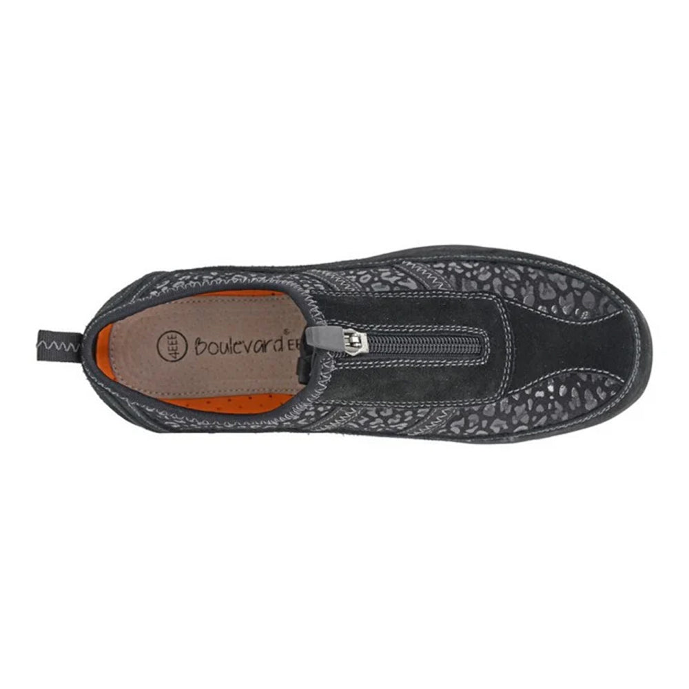 Black - Back - Boulevard Womens-Ladies Suede Trainers
