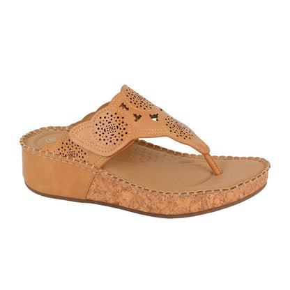 Light Tan - Front - Cipriata Womens-Ladies Corina PU Sandals