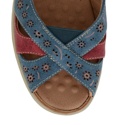 Blue-Red - Side - Boulevard Womens-Ladies Peep Toe Casual Shoes