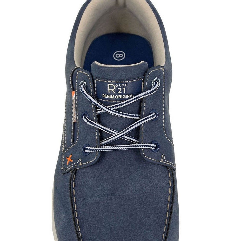 Navy Blue - Side - Route 21 Mens Original Denim Apron Casual Shoes