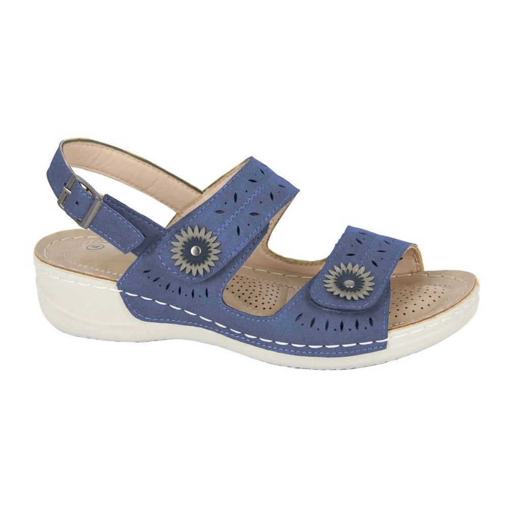 Blue - Front - Boulevard Womens-Ladies Interlaced Sling Back Sandals