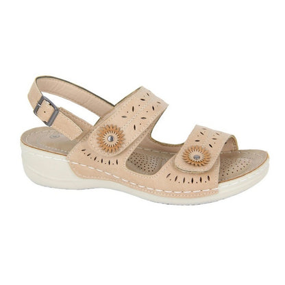 Beige - Front - Boulevard Womens-Ladies Interlaced Sling Back Sandals