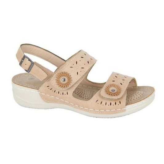 Beige - Front - Boulevard Womens-Ladies Interlaced Sling Back Sandals