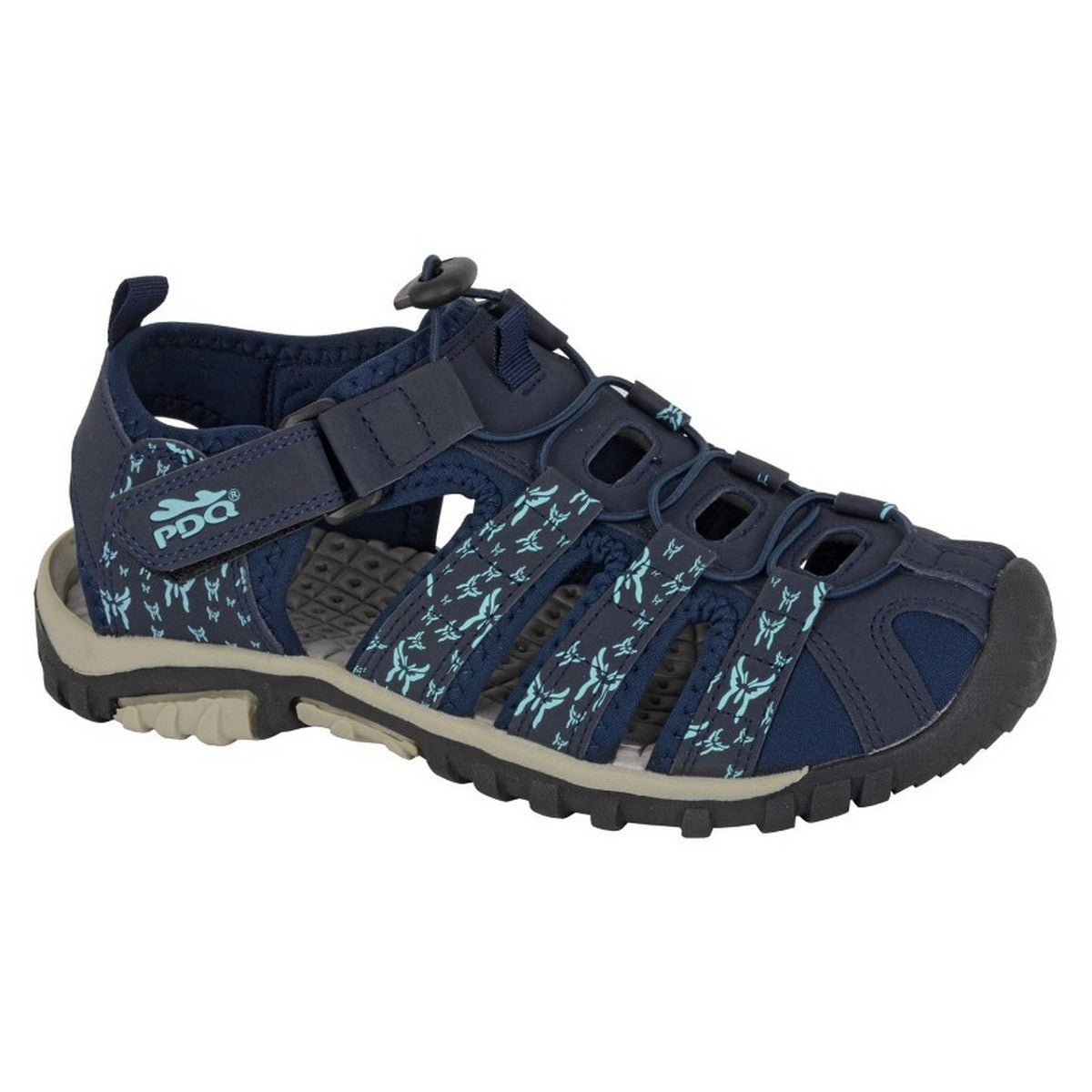 Navy - Front - PDQ Womens-Ladies Touch Fastening Sandals