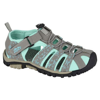 Grey-Mint - Front - PDQ Womens-Ladies Touch Fastening Sandals