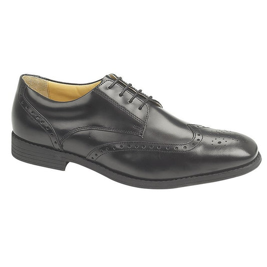 Black - Front - Tredflex Mens Leather High Shine Brogues