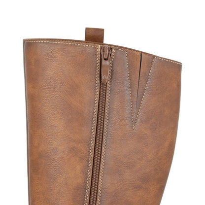 Tan - Side - Cipriata Womens-Ladies Dolores High Cut Zipped Boots
