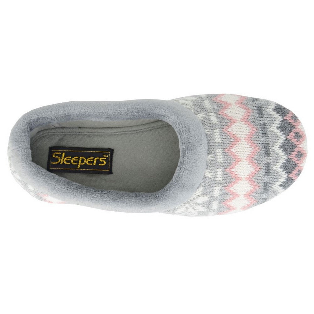 Grey - Side - Sleepers Womens-Ladies Janine Knitted Slippers