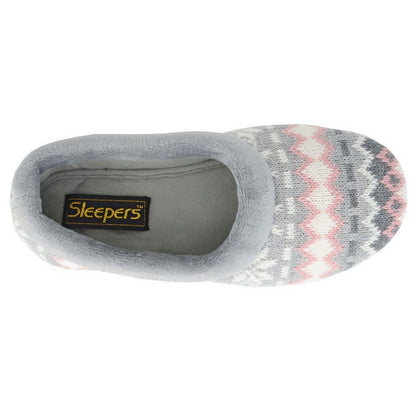 Grey - Side - Sleepers Womens-Ladies Janine Knitted Slippers