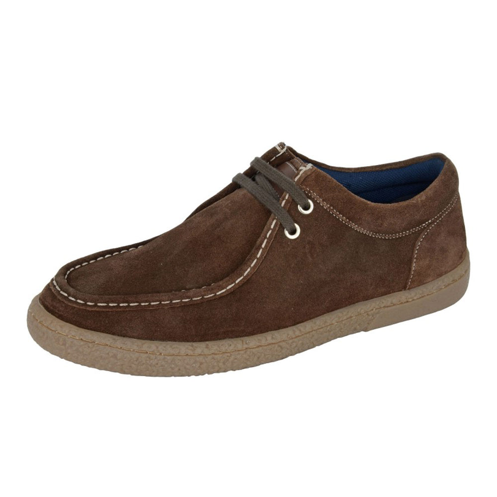 Brown - Back - Roamers Mens Suede Casual Shoes