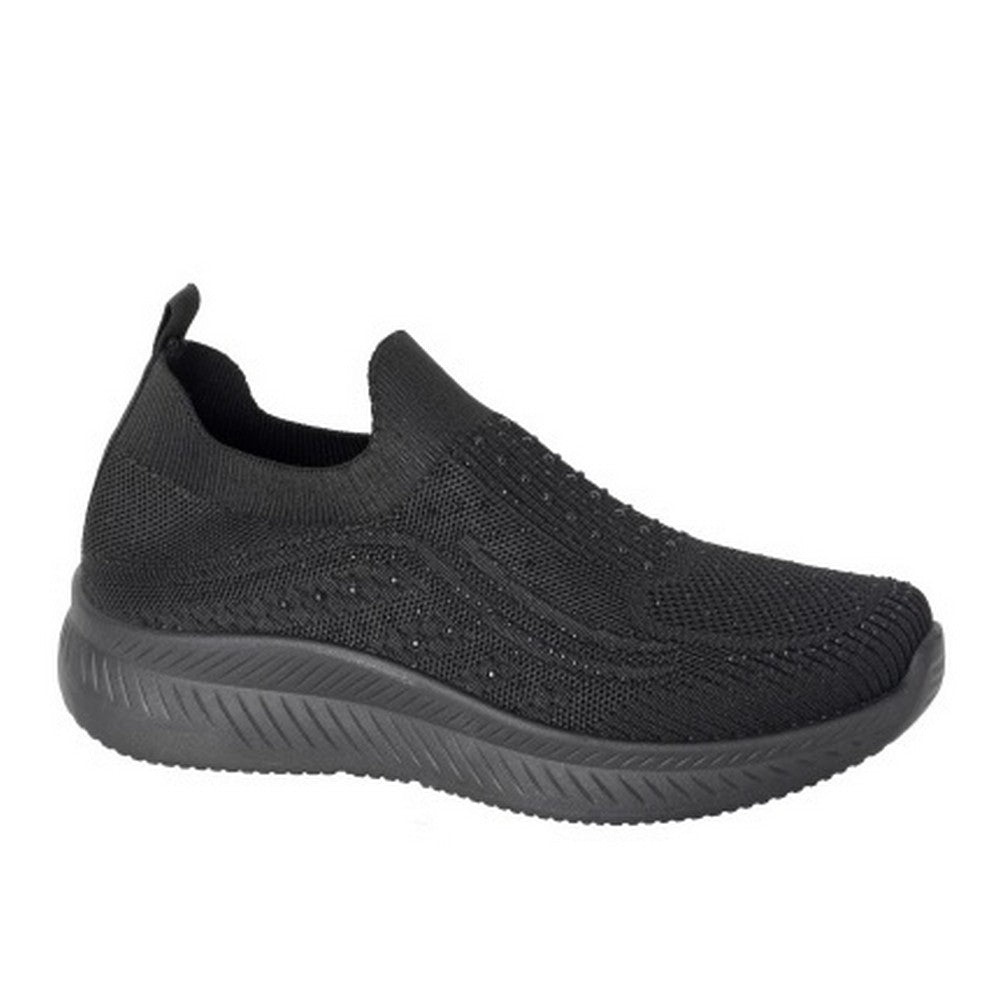 Black - Front - Boulevard Womens-Ladies Jewelled Trainers