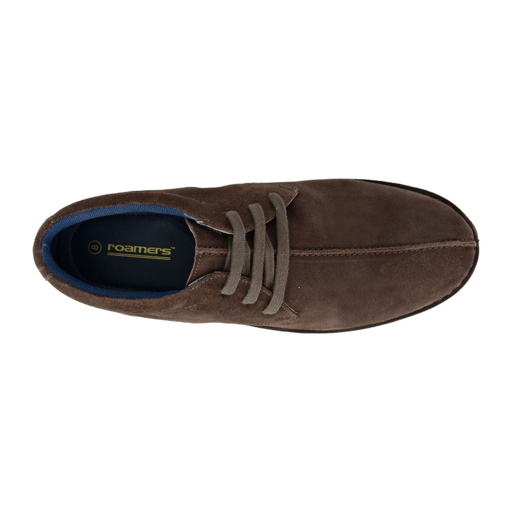 Dark Brown - Back - Roamers Mens Eyelets Suede Desert Boots