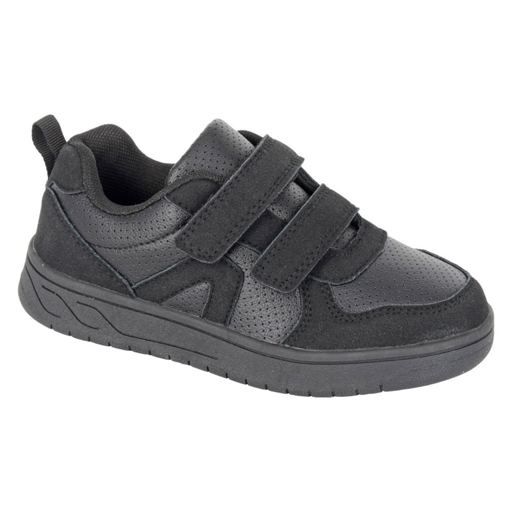 Black - Front - Dek Childrens-Kids Cyclone Touch Fastening Trainers