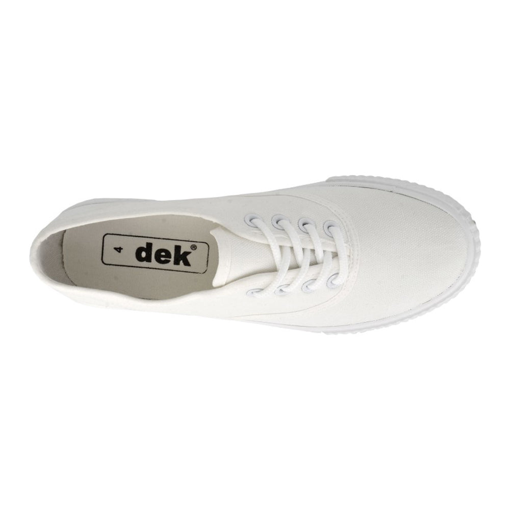 White - Back - Dek Childrens-Kids Canvas Lace Up Plimsolls