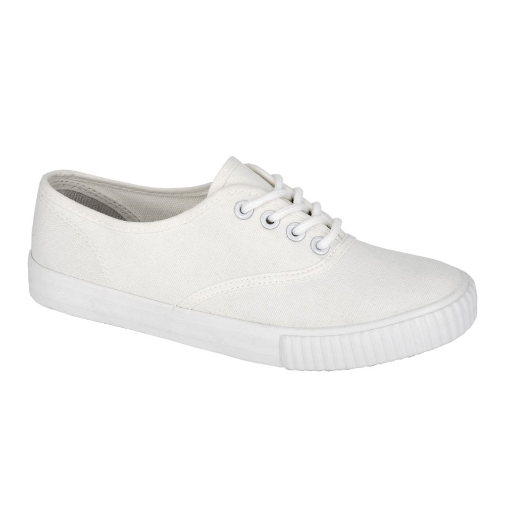 White - Front - Dek Childrens-Kids Canvas Lace Up Plimsolls
