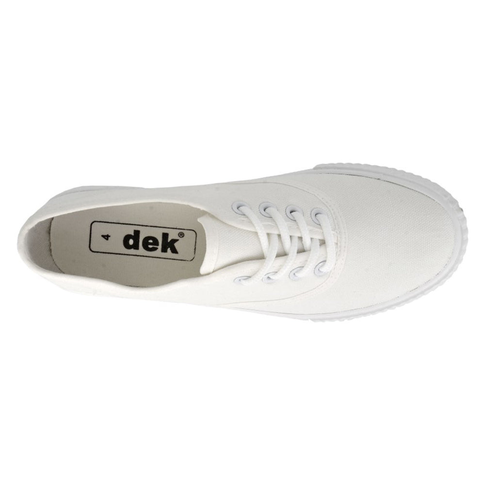 White - Side - Dek Unisex Adult Canvas Lace Up Plimsolls