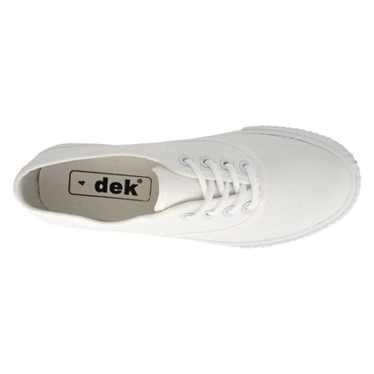 White - Side - Dek Unisex Adult Canvas Lace Up Plimsolls