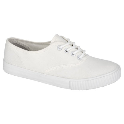White - Front - Dek Unisex Adult Canvas Lace Up Plimsolls