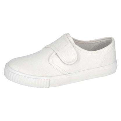 White - Back - Dek Childrens-Kids Canvas Touch Fastening Plimsolls
