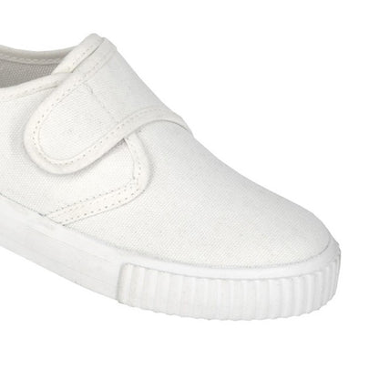 White - Side - Dek Childrens-Kids Canvas Touch Fastening Plimsolls