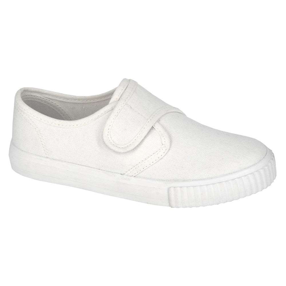 White - Front - Dek Childrens-Kids Canvas Touch Fastening Plimsolls
