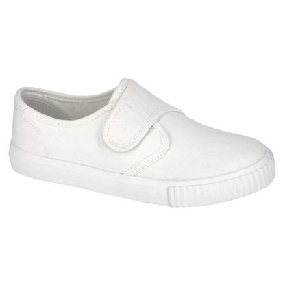 White - Front - Dek Childrens-Kids Canvas Touch Fastening Plimsolls