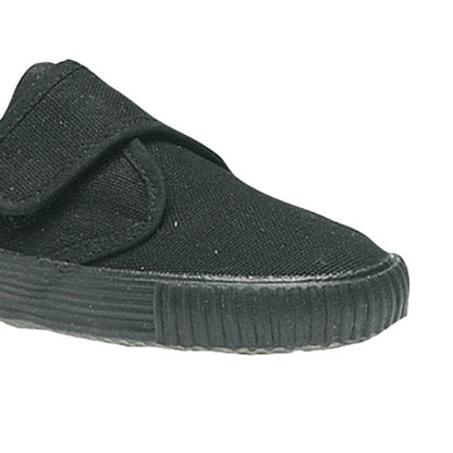 Black - Side - Dek Childrens-Kids Canvas Touch Fastening Plimsolls