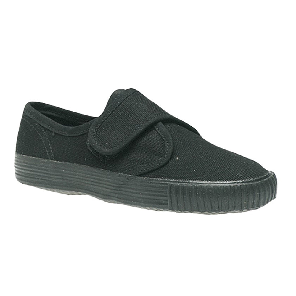 Black - Front - Dek Childrens-Kids Canvas Touch Fastening Plimsolls
