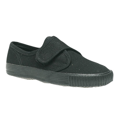 Black - Front - Dek Childrens-Kids Canvas Touch Fastening Plimsolls