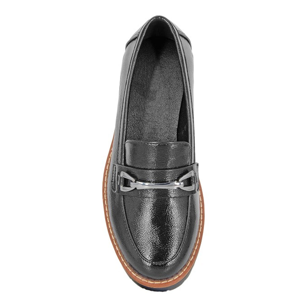 Black - Side - Cipriata Womens-Ladies Miranda Saddle Trim Court Shoes