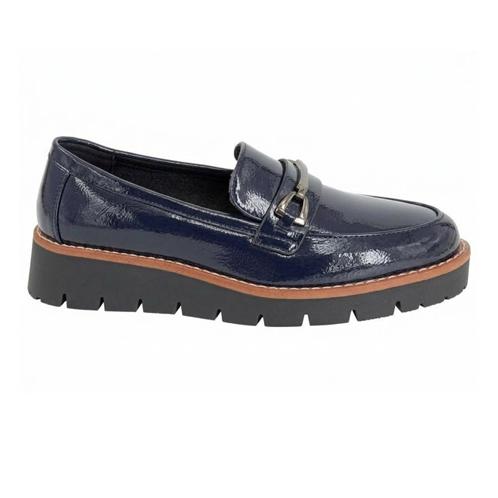 Navy - Front - Cipriata Womens-Ladies Miranda Saddle Trim Court Shoes