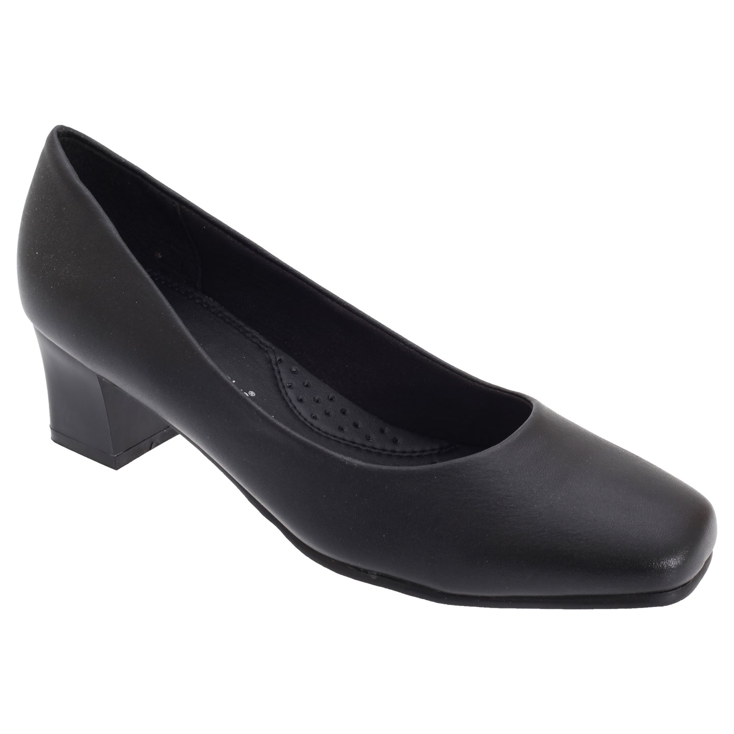 Black - Front - Comfort Plus Womens-Ladies Wider Fit Plain Court Shoes