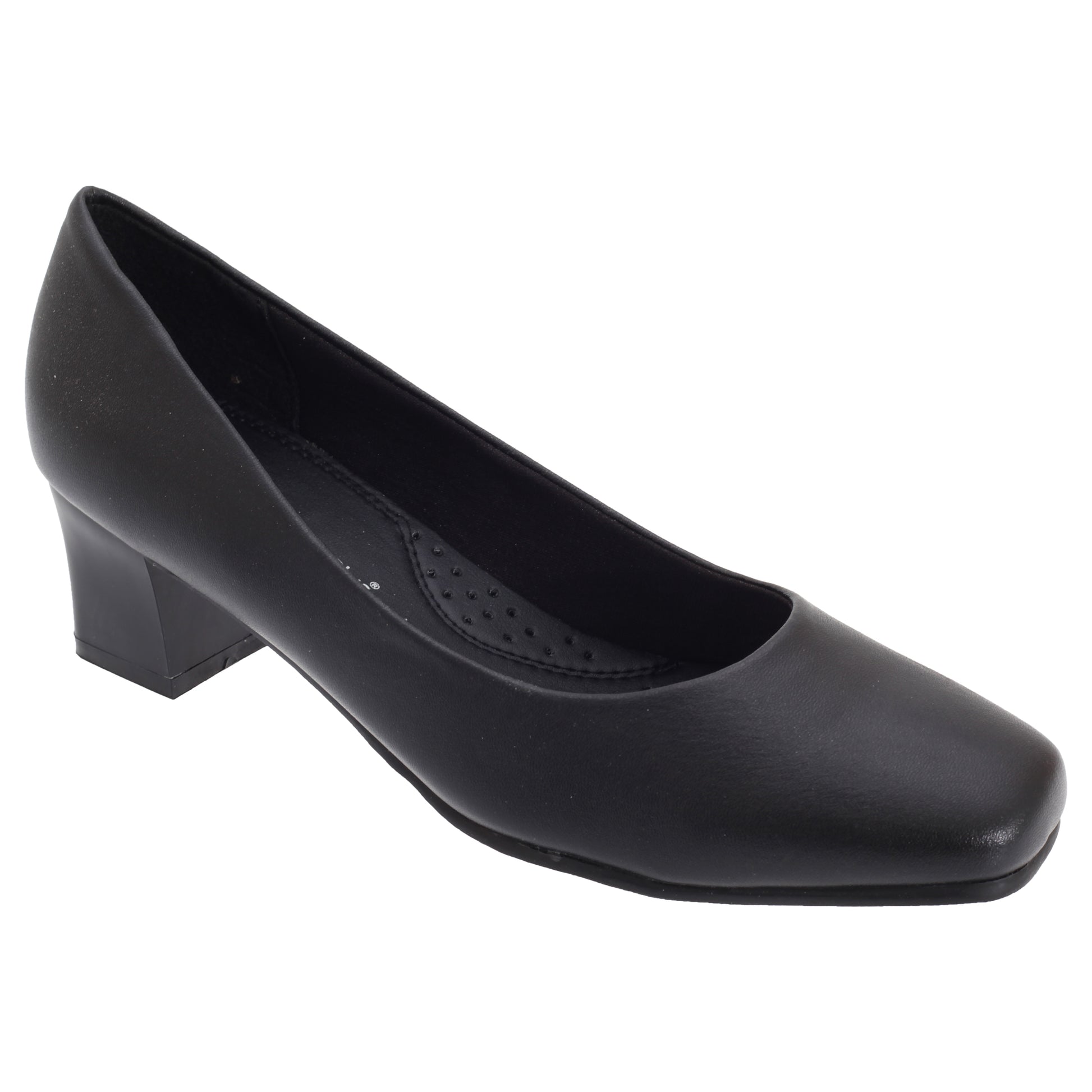 Black - Front - Comfort Plus Womens-Ladies Wider Fit Plain Court Shoes