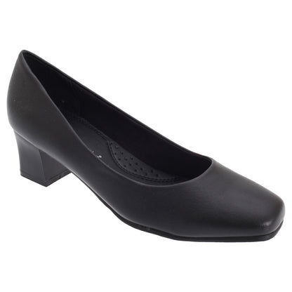 Black - Front - Comfort Plus Womens-Ladies Wider Fit Plain Court Shoes