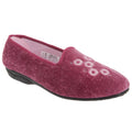 Heather - Back - Zedzzz Womens-Ladies Cathy Floral Embroidered Velour Slippers