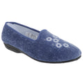 Blueberry - Front - Zedzzz Womens-Ladies Cathy Floral Embroidered Velour Slippers