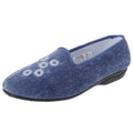 Blueberry - Back - Zedzzz Womens-Ladies Cathy Floral Embroidered Velour Slippers