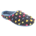 Blue-Multi - Front - Sleepers Womens-Ladies Amy Spotted Knit Mule Slippers