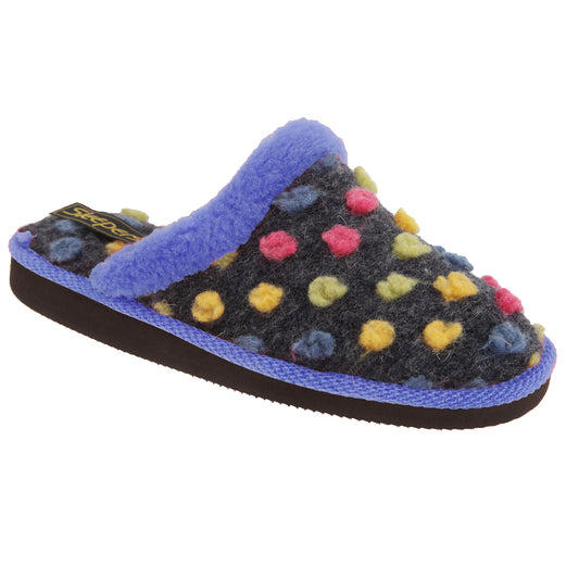 Blue-Multi - Front - Sleepers Womens-Ladies Donna Mule Slippers